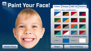 Choose the colors to paint your face after taking your photo